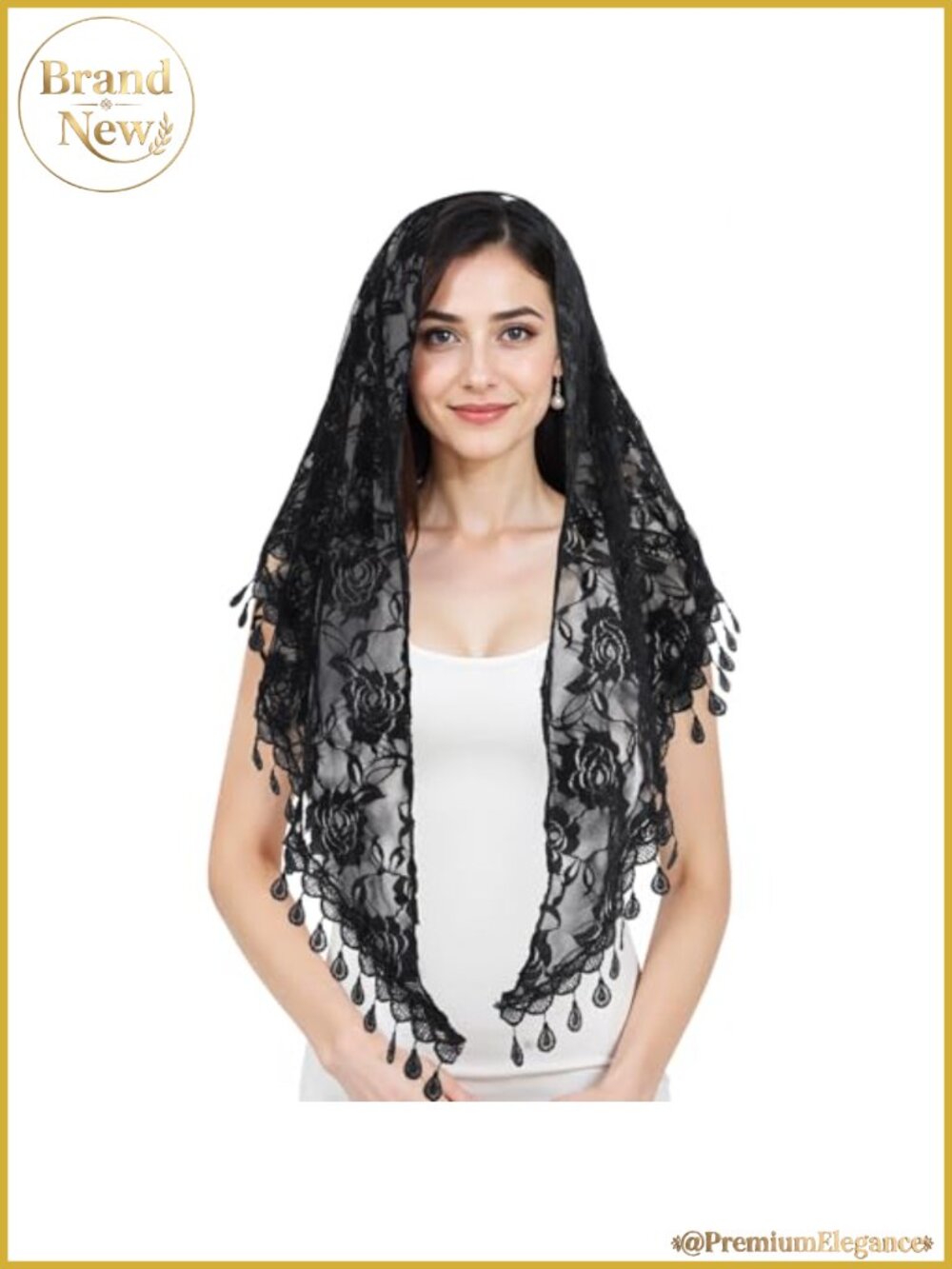 Elegant Lace Triangle Veil for Church Mass Catholic Mantilla Head Cover Scarf